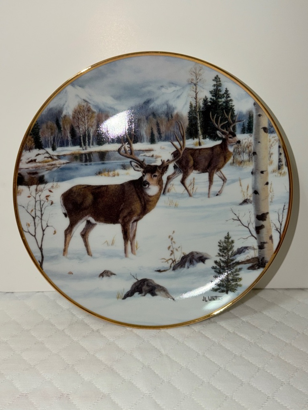 Vintage.Winter’s Majesty Deer by J.J. Whiting Franklin Mint Collector Plate Buck